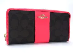 ■美品■ COACH コーチ F54630 シグネチャー PVC 二つ折り 長財布 ウォレット 札入れ 小銭入れ カード入れ ブラウン系 DK9109