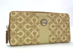 COACH コーチ オプアート PVC ラウンドファスナー 長財布 ウォレット 札入れ 小銭入れ カード入れ レディース ベージュ系 DK9081
