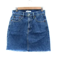 マウジー MOUSSY デニムスカート 台形スカート ミニ丈 カットオフ 2 青 ブルー /SM9
