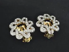 NINA RICCI ニナリッチ ラインストーン クリップ式 イヤリング アクセサリー レディース ゴールド系 DK8773