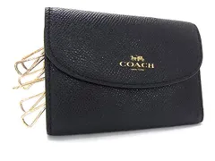 ■美品■ COACH コーチ F57859 レザー 6連 キーケース 鍵入れ メンズ レディース ブラック系 DK8577