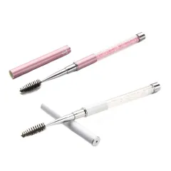 持ち運びも簡単 （ピンク、ホワイト各1枚） 柔らか 再使用可能な アイメイク 化粧用品 ブラシ アイブロウ マスカラブラシ スクリューブラシ まつげブラシ