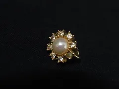 ChristianDior ディオール ラインストーン パール 片耳のみ クリップ式 イヤリング アクセサリー レディース ゴールド系 DK8375