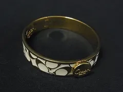 ■美品■ COACH コーチ シグネチャー バングル ブレスレット アクセサリー レディース ゴールド系 DK8083