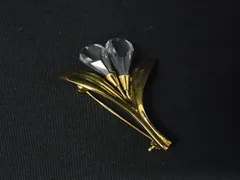 ■美品■ SWAROVSKI スワロフスキー ピンブローチ ピンバッジ アクセサリー レディース ゴールド系×クリア DK8256