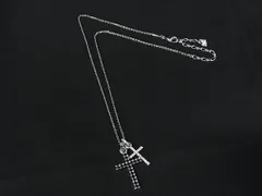 ■美品■ SWAROVSKI スワロフスキー クロス 十字架 ラインストーン ネックレス ペンダント アクセサリー シルバー系 DK8259