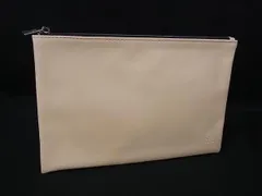 ■美品■ YVESSAINTLAURENT イヴサンローラン レザー メイクポーチ マルチケース 小物入れ レディース ベージュ系 DK7708