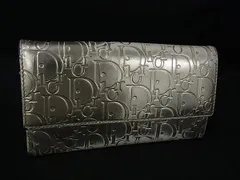 ChristianDior クリスチャンディオール トロッター レザー 二つ折り 長財布 ウォレット レディース ゴールド系 DK7802