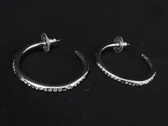 ■美品■ SWAROVSKI スワロフスキー ラインストーン フープ式 ピアス アクセサリー レディース シルバー系 DK7767