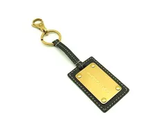 DOLCE＆GABBANA ドルチェ&ガッバーナ レザー キーリング キーホルダー バッグチャーム メンズ ブラック系×ゴールド系 DK5683