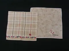 ■極美品■ BURBERRY バーバリー ノバチェック ハンドタオル タオルハンカチ 2点セット ベージュ系×アイボリー系 DK6317