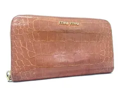 良品✨ミュウミュウ クロコ レザー 三つ折り財布 ブラウン ジップ 楽天市場】ミュウミュウ クロコ型押し 三つ折り財布 レッド レザー