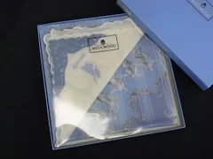 ■美品■ WEDGWOOD ウェッジウッド コットン100％ 総柄 スカーフ ハンカチーフ 2点セット  ライトブルー系 アイボリー系 DK7309