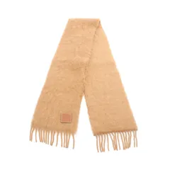 ロエベ LOEWE マフラー アナグラム ブラウン ウール マフラー レディース Used A
