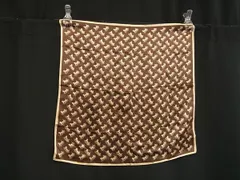 CELINE セリーヌ 馬車柄 シルク×コットン ハンカチ ハンカチーフ レディース アイボリー系×ブラウン系 DK7426