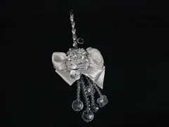 ■美品■ ANTEPRIMA アンテプリマ リボン フラワー キーホルダー バッグチャーム レディース アイボリー系×シルバー系 DK3974