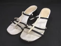 GUCCI グッチ レザー×パテントレザー ヒール サンダル 表記サイズ 6 1/2 (約23.5cm) 靴 シューズ レディース アイボリー系 DK4182