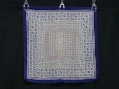 ChristianDior クリスチャンディオール シルク100% スカーフ ハンカチーフ レディース ブルー系×アイボリー系 DK5063