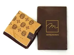 ■極美品■ CELINE セリーヌ マカダム柄 コットン100％ ハンカチーフ ポケットチーフ レディース メンズ ブラウン系 DK5339