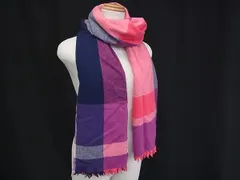 ■美品■ LANVIN en Bleu ランバンオンブルー レーヨン&カシミヤ&テンセル フリンジ 大判 ストール マルチカラー DJ7543