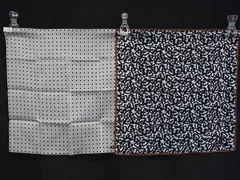 ■新品同様■ YVESSAINTLAURENT イヴサンローラン コットン ハンカチーフ ポケットチーフ 2点セット まとめ売り ブラック系 DJ1587