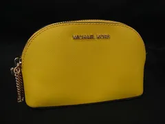 ■美品■ MICHAEL KORS マイケルコース レザー ポーチ マルチケース 小物入れ レディース イエロー系 DJ3882