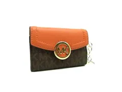 MICHAEL KORS マイケルコース MK柄 PVC×レザー キーケース 鍵入れ ブラウン系×オレンジ系×ゴールド系 DH7971