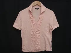 ■美品■ BURBERRY バーバリー コットン×ナイロン フリル 半袖 ニット トップス 表記サイズ 2 洋服 レディース ピンク系 DI7541