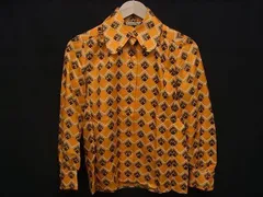 ChristianDior クリスチャンディオール シルク100% 総柄 長袖 シャツ 表記サイズ M 洋服 レディース オレンジ系 DI9340