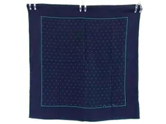 ChristianDior クリスチャンディオール シルク100% スカーフ ストール ショール ネイビー系×グリーン系 DG4908