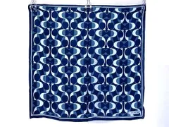 ■極美品■ COACH コーチ シグネチャー シルク100％ スカーフ ハンカチーフ ポケットチーフ ブルー系×ライトブルー系 DH0925