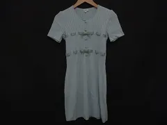 FOXEY フォクシー  コットン×レーヨン リボン ロング ワンピース 半袖 表記サイズ38 洋服 レディース ライトブルー系 DI0998