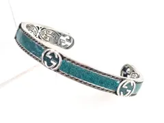 グッチ　GUCCI　インターロッキングG　ターコイズ　バングル　ブレスレット　刻印:17　シルバー925　メンズ　レディース　匿名配送　送料無料