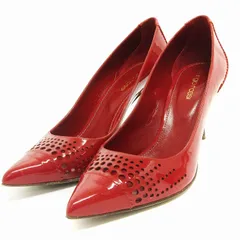 セルジオロッシ Sergio rossi パンプス ポインテッドトゥ ピンヒール エナメル 赤 レッド 39.5 26.5相当