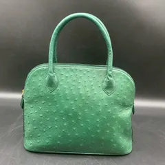 EF1031-13-2 RODANIA ハンドバッグ グリーン レザー H13cm W30cm D12cm