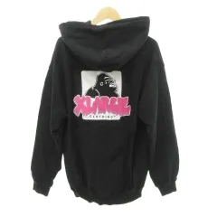 エクストララージ X-LARGE パーカー ロゴ 刺繍 フーディ 厚手 Mサイズ 黒 ブラック