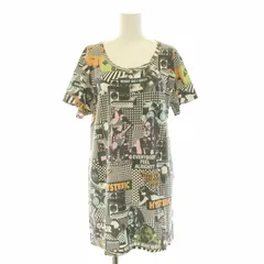 ヒステリックグラマー HYSTERIC GLAMOUR Tシャツ カットソー チュニック丈 半袖 クルーネック ロゴ 総柄 F グレー マルチカラー /DK ■GY07 ■PNのサムネイル