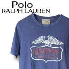 Polo RALPH LAUREN ポロラルフローレン ネイビー カスタムスリムフィット Tシャツ イーグル ヴィンテージ加工 綿100% グアテマラ製 M Mサイズ相当 メンズ カジュアル 0000805OC