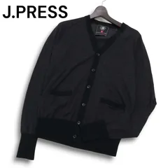 J.PRESS ジェイプレス Zegna Baruffa Lane Borgosesia★ ウール100％ ボーダー ニット カーディガン Sz.S メンズ 黒のサムネイル