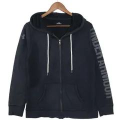 UNDER ARMOUR アンダーアーマー 秋冬 ロゴ プリント★ 裏起毛 フルジップ パーカー Sz.LG メンズ トレーニング