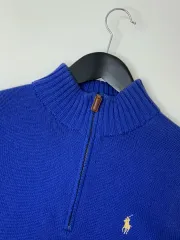 POLO RALPH LAUREN ブルー コットン ハーフジップ ニット