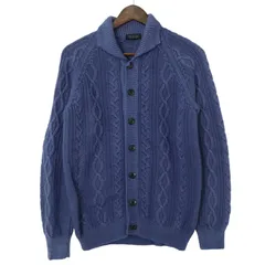 nano universe ナノユニバース 秋冬 ウール100％★ デザイン編み ニット カーディガン Sz.S メンズ ネイビー