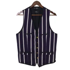 EDIFICE エディフィス 秋冬 ウール★ 切替 ストライプ ベスト ジレ Sz.40 メンズ 日本製