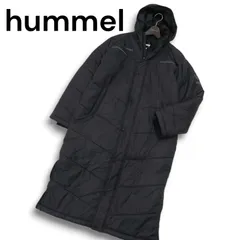 hummel ヒュンメル 秋冬 中綿★ パデッド ロング ベンチ コート Sz.L-O メンズ 黒 トレーニング
