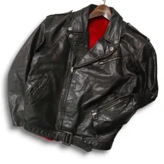 メンズブランド 秋冬 裏ボア 裏赤★ 本革 リアル レザー ダブル ライダース ジャケット Sz.M～L位 メンズ 黒 パンク
