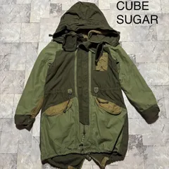CUBE SUGAR キューブシュガー モッズコート ライナー付 フード取り外し可 ミリタリー パッチワーク カーキ レディース サイズM 玉FS1738