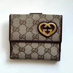 グッチ　GUCCI 二つ折り財布　グッチシマ　キャンバス　ラブリーハート