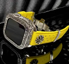 アップルウォッチカバーケース　Apple Watchラバーバンドベルト　アラベスク　フッ素ラバー　コンチョ付き 224