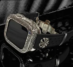 アップルウォッチカバーケース　Apple Watchラバーバンドベルト　アラベスク　フッ素ラバー　コンチョ付き 231