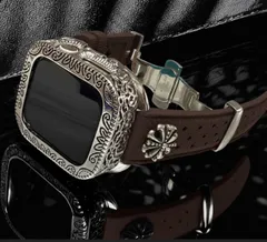 アップルウォッチカバーケース　Apple Watchラバーバンドベルト　アラベスク　フッ素ラバー　コンチョ付き 229